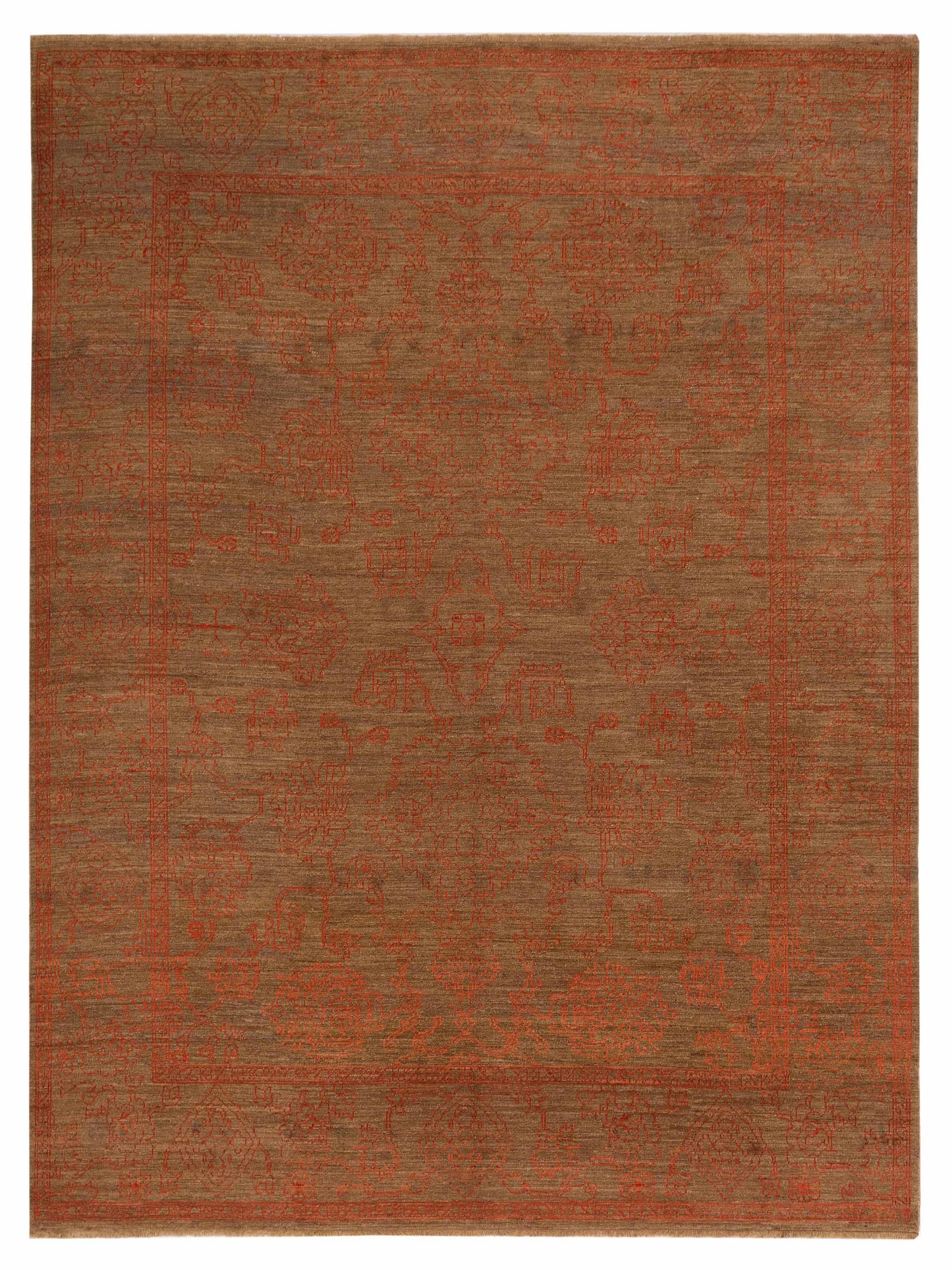 Pasha Ceyhan Jade Brown Transitional Hand Knotted Rug