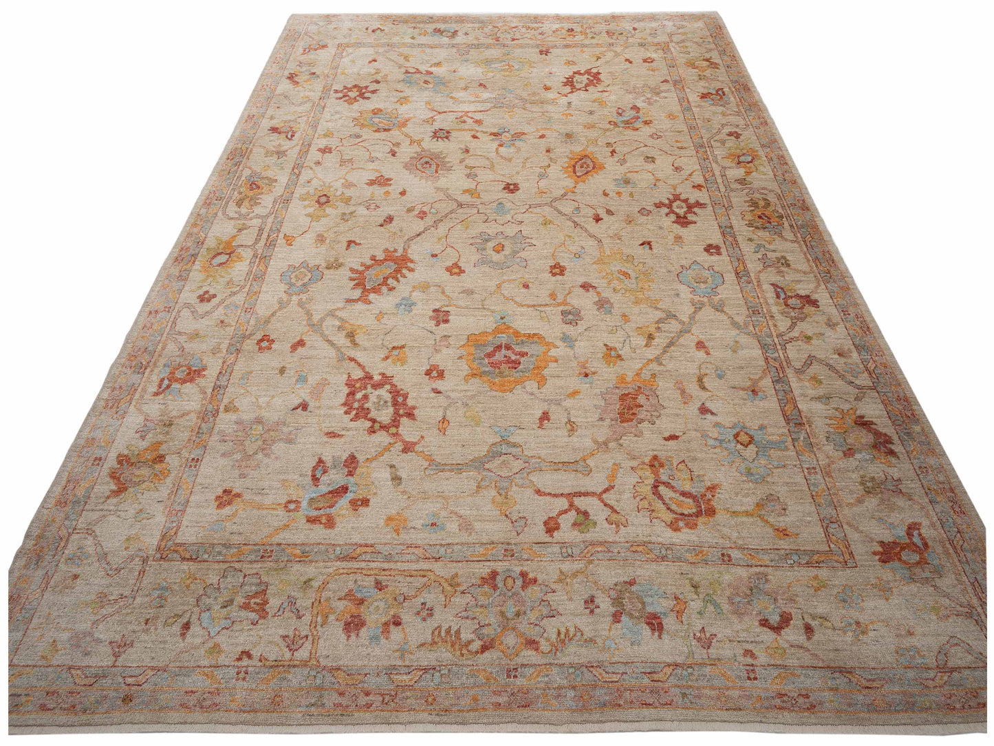 Authentic Angora Oushak Esra Ivory Ivory Traditional Hand Knotted Rug