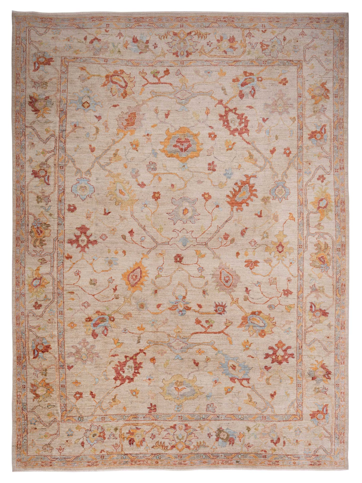 Authentic Angora Oushak Esra Ivory Traditional Hand Knotted Rug