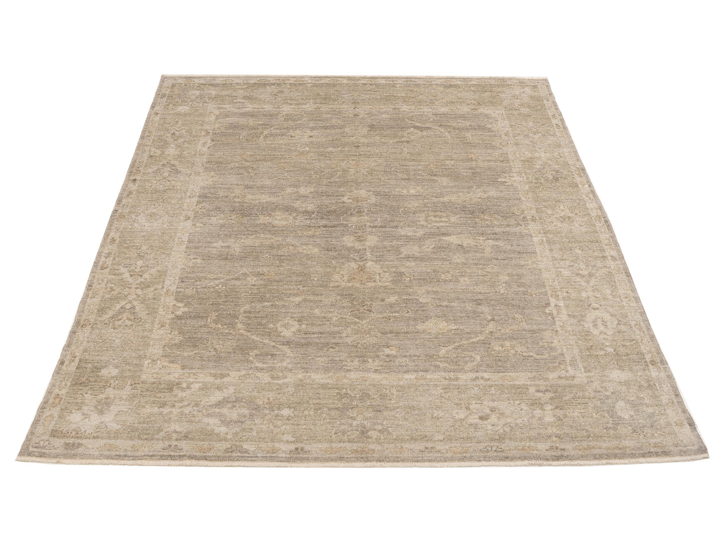 Authentic Angora Oushak Bade Gray Gray Traditional Hand Knotted Rug