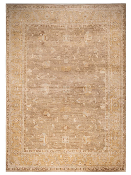 Authentic Angora Oushak Sezen Green Traditional Hand Knotted Rug