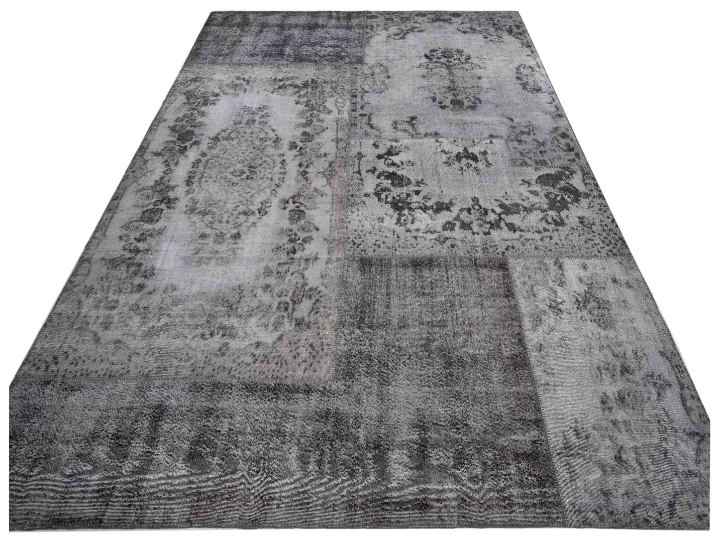 Pasha Turkish Vestige Patchwork 130953 Gray  Contemporary Hand Knotted Rug