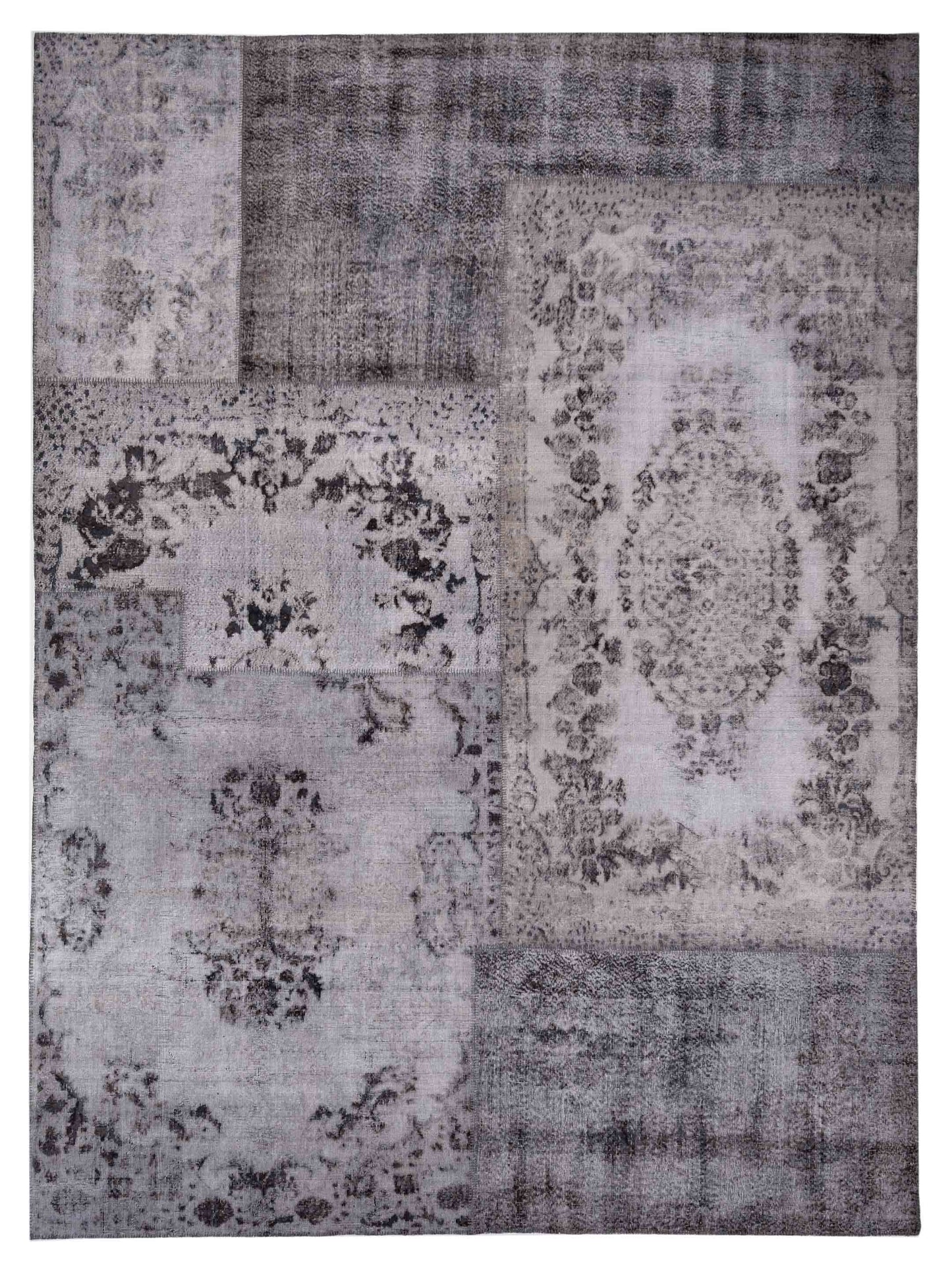 Pasha Turkish Vestige Patchwork 130953 Gray Contemporary Hand Knotted Rug