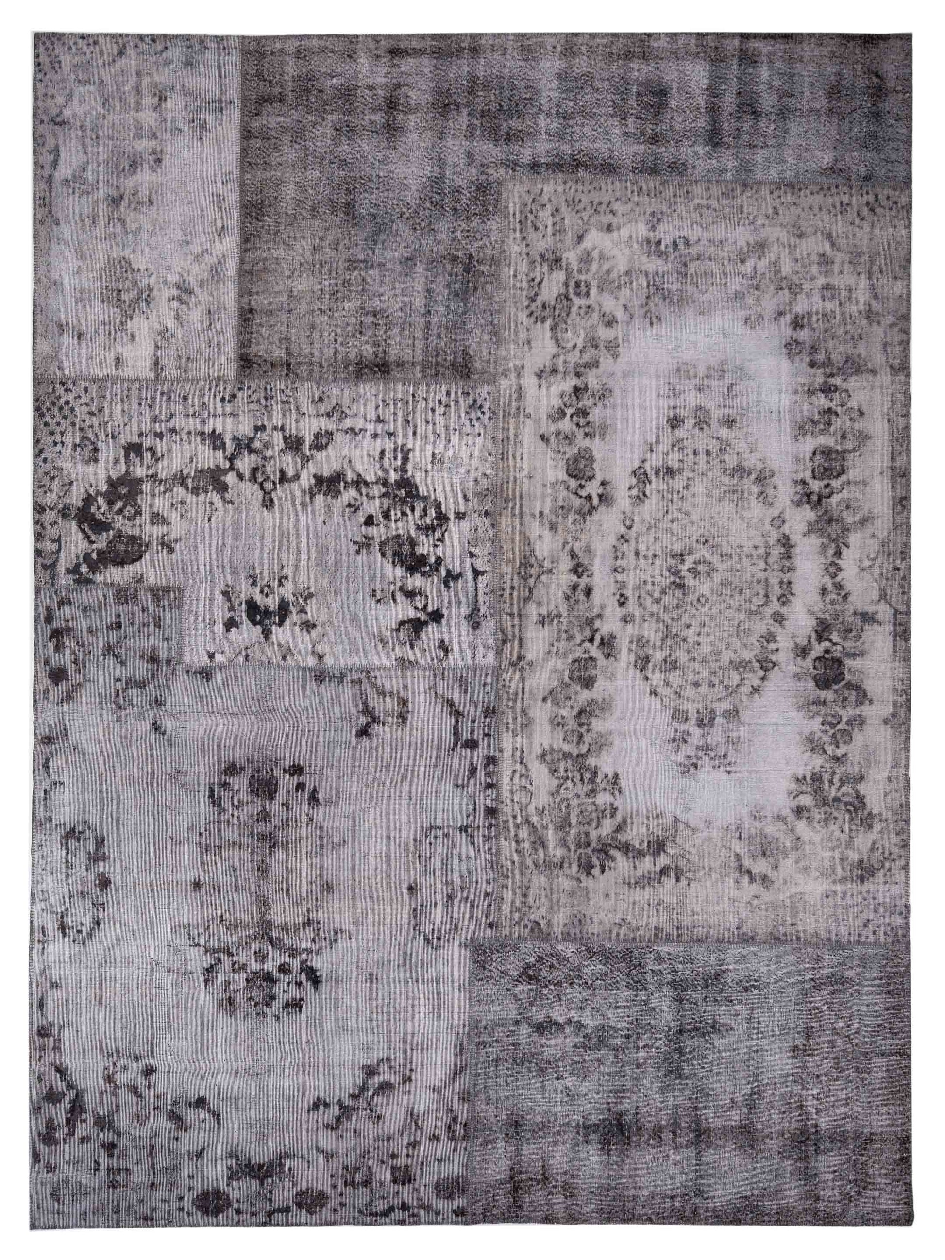 Pasha Turkish Vestige Patchwork 130953 Gray Contemporary Hand Knotted Rug