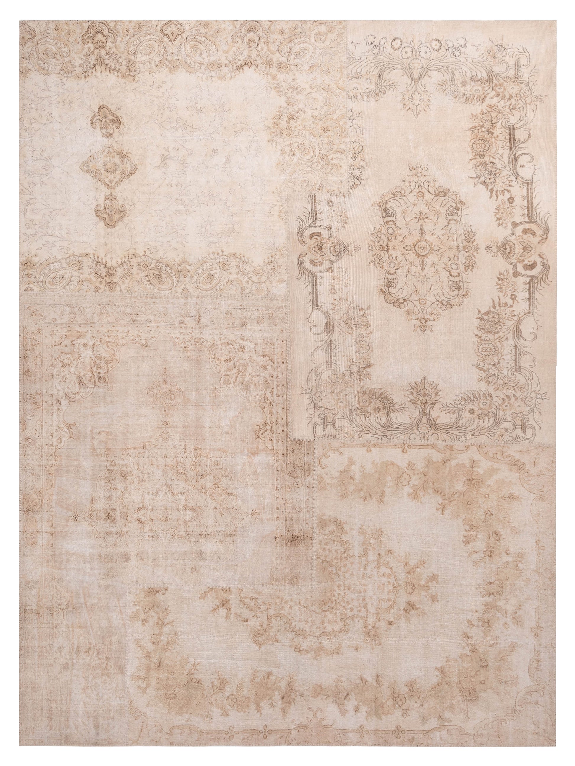 Pasha Turkish Vestige Patchwork 130961 Natural Contemporary Hand Knotted Rug