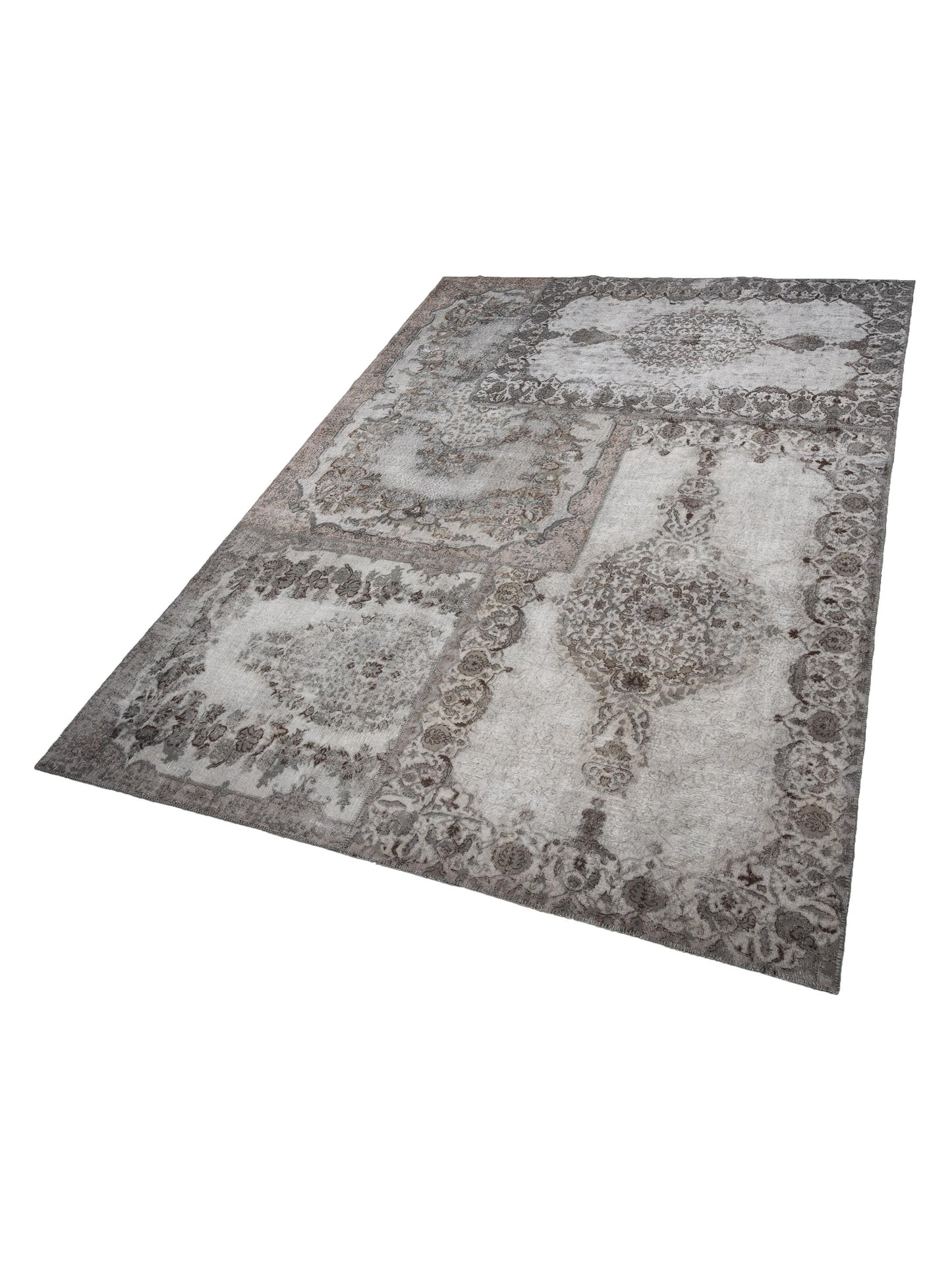 Pasha Turkish Vestige Patchwork 130963 Gray  Contemporary Hand Knotted Rug