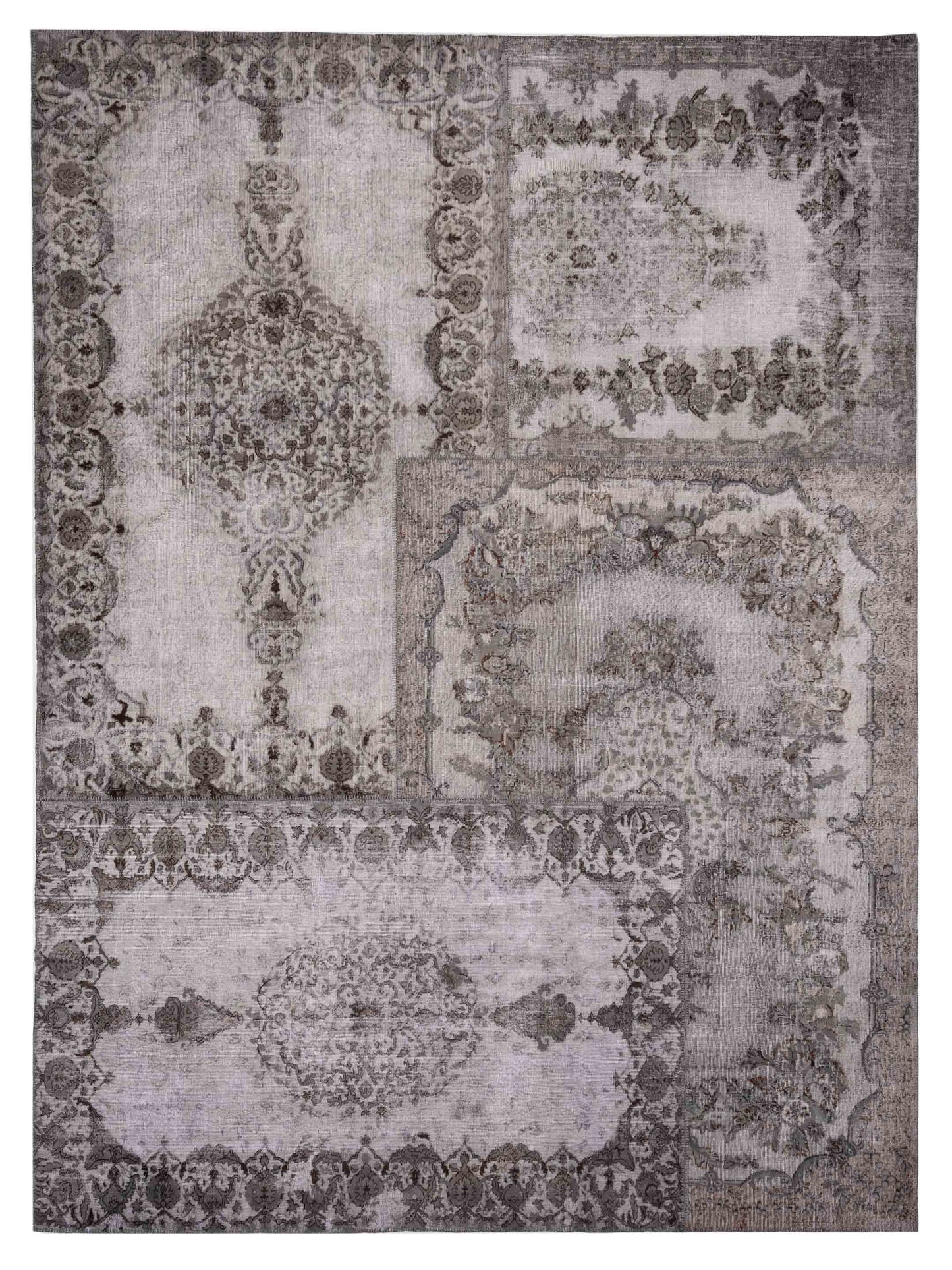 Pasha Turkish Vestige Patchwork 130963 Gray Contemporary Hand Knotted Rug