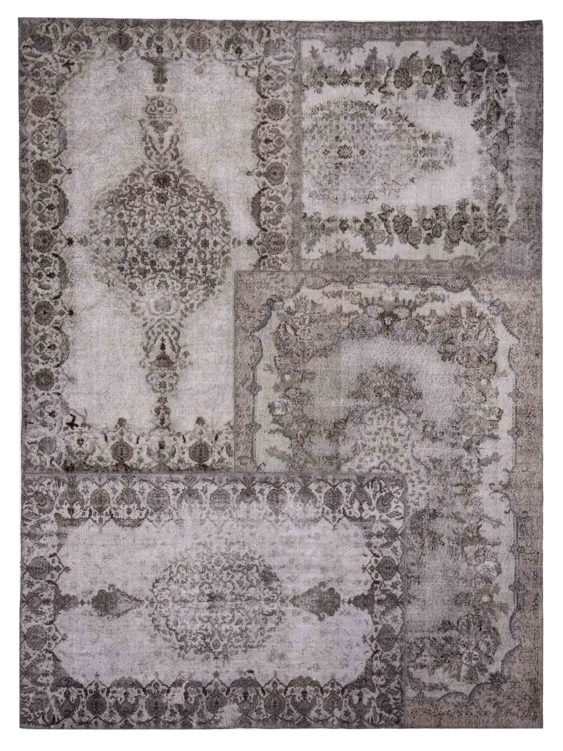 Pasha Turkish Vestige Patchwork 130963 Gray Contemporary Hand Knotted Rug