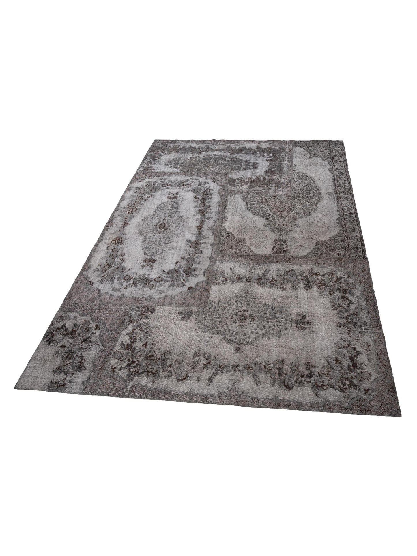 Pasha Turkish Vestige Patchwork 130965 Gray  Contemporary Hand Knotted Rug