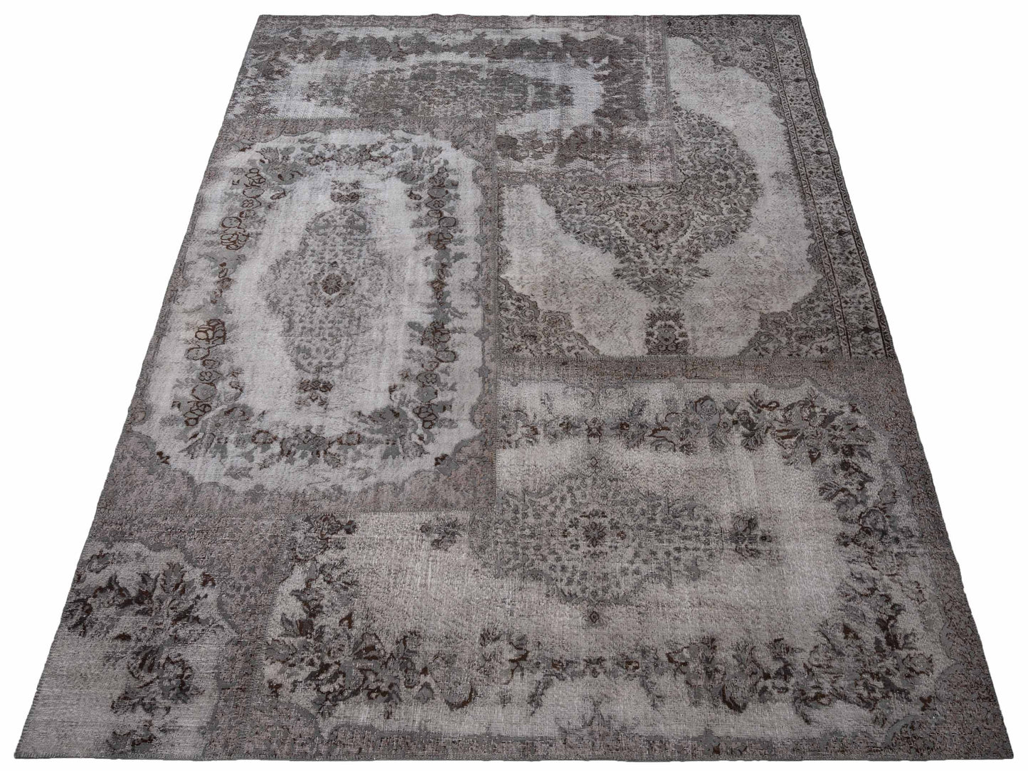 Pasha Turkish Vestige Patchwork 130965 Gray  Contemporary Hand Knotted Rug