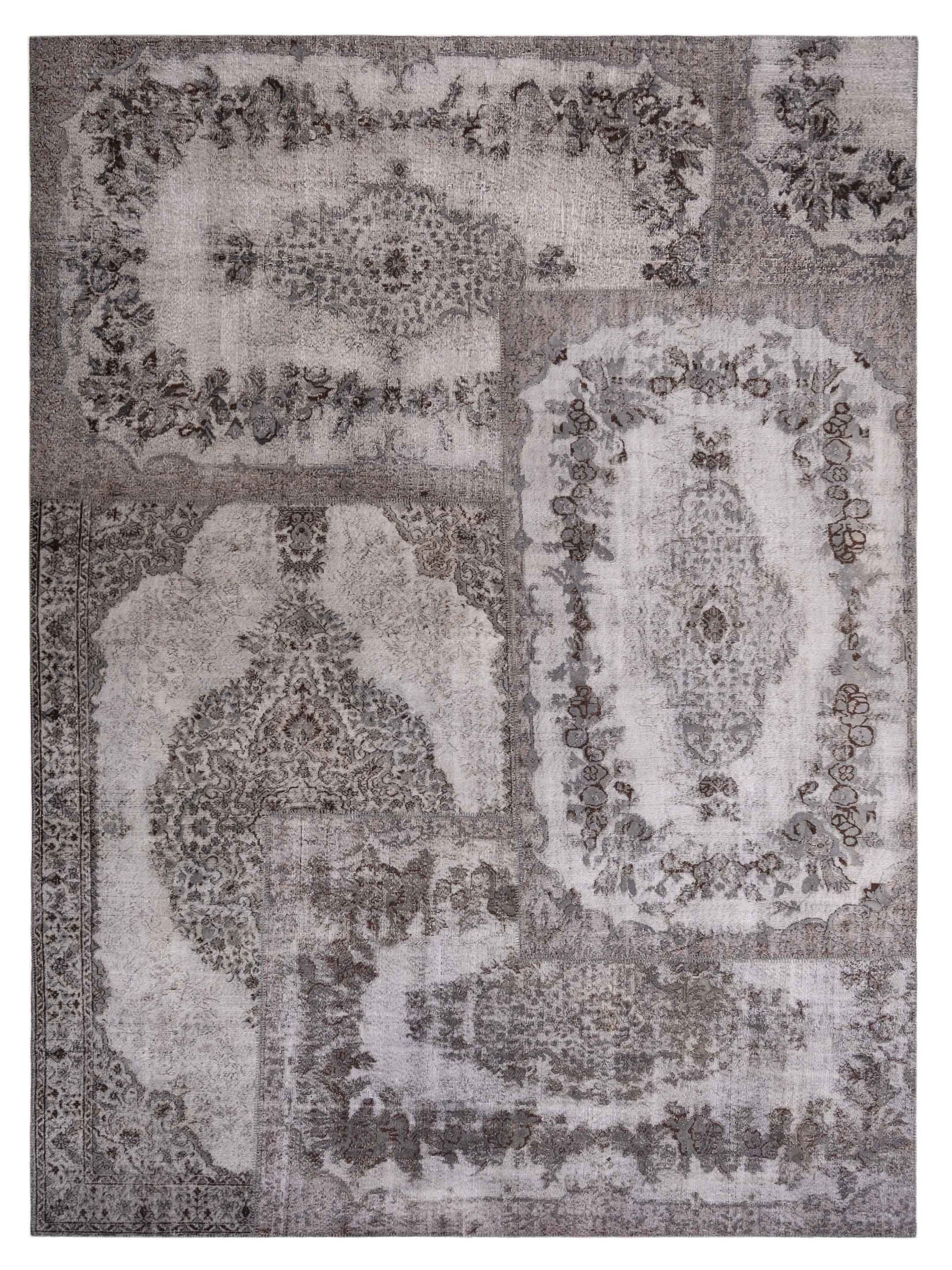 Pasha Turkish Vestige Patchwork 130965 Gray Contemporary Hand Knotted Rug