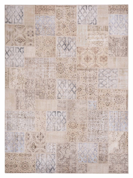 Pasha Turkish Vestige Patchwork 131005 Natural Contemporary Hand Knotted Rug