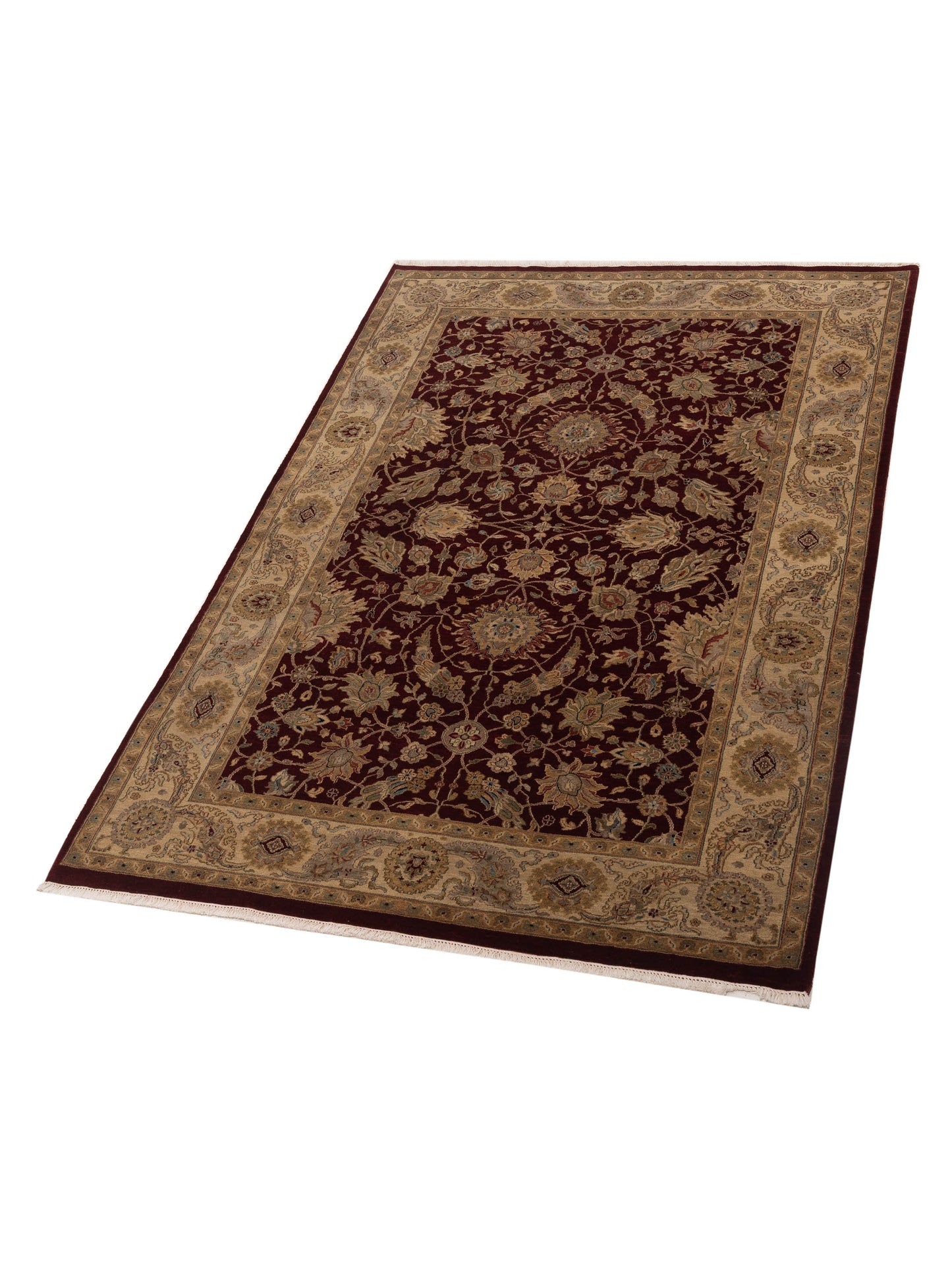 Rajpur Crown 131278 Burgundy Beige Transitional Hand Knotted Rug