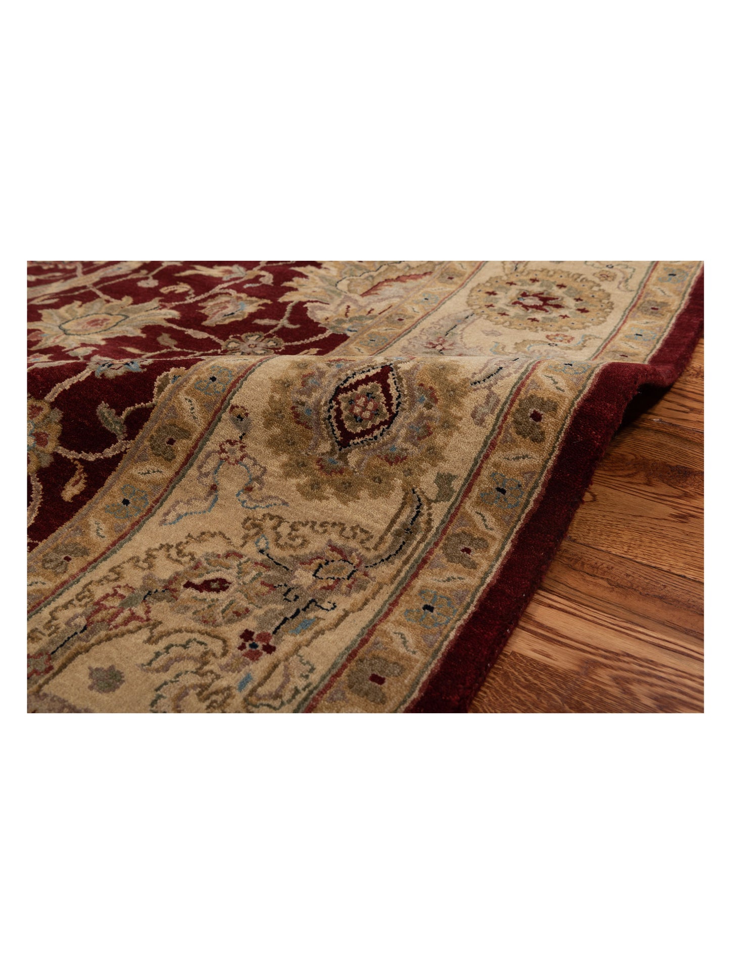 Rajpur Crown 131278 Burgundy Beige Transitional Hand Knotted Rug