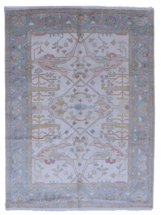 Pasha Authentic Oushak Islice Ivory Traditional Hand Knotted Rug