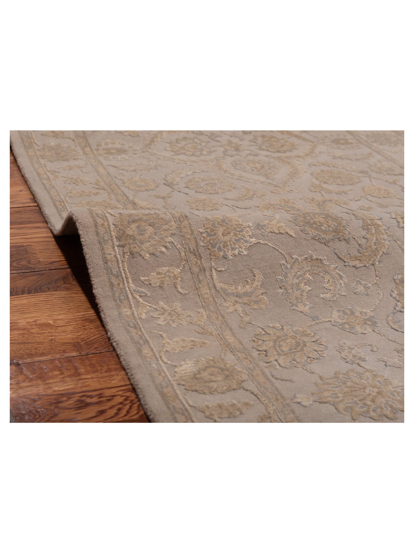 Rajpur Imperial Silk 135470 Gray Gray Traditional Hand Knotted Rug