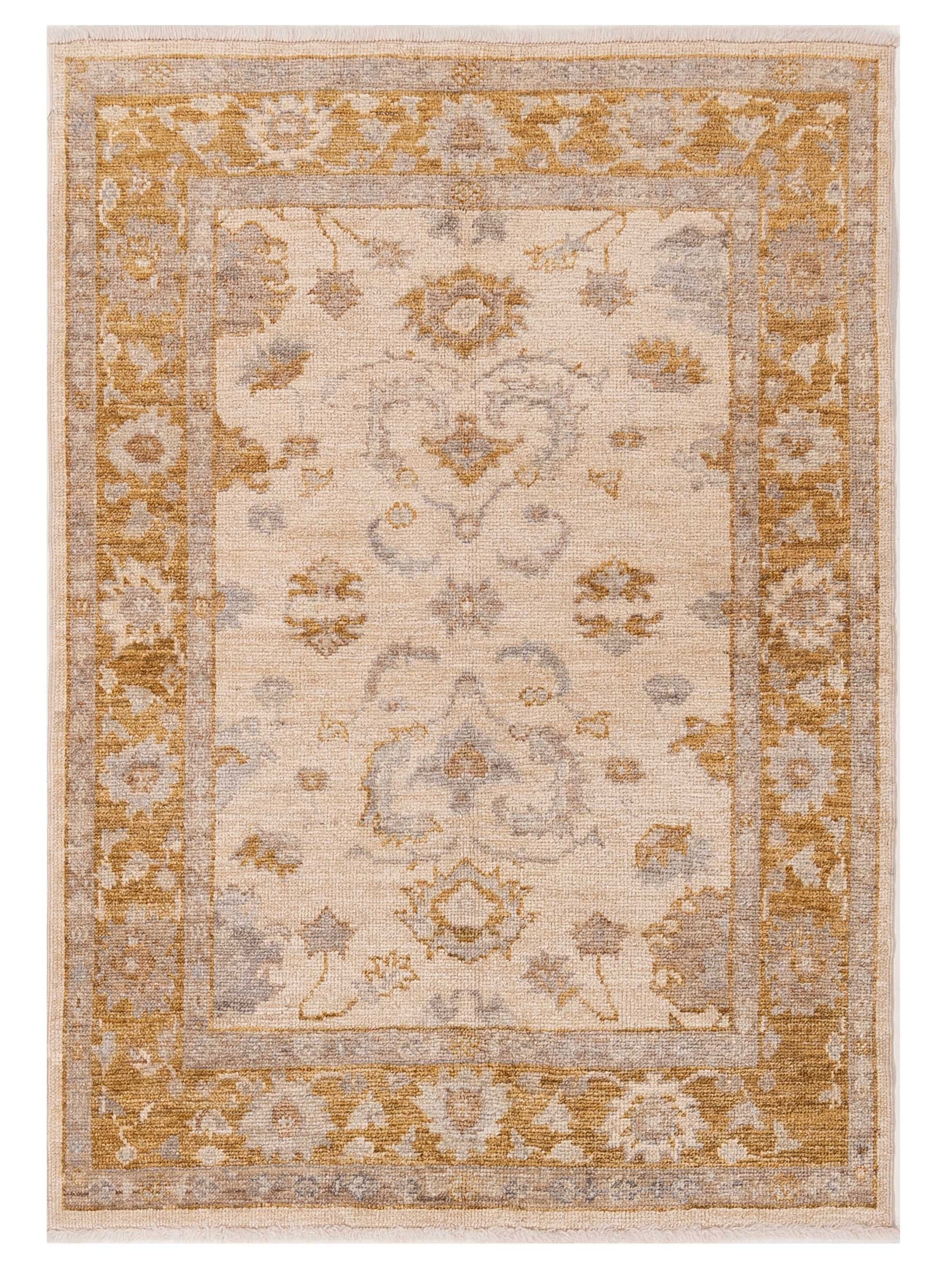 Authentic Angora Oushak Leyla Ivory Traditional Hand Knotted Rug