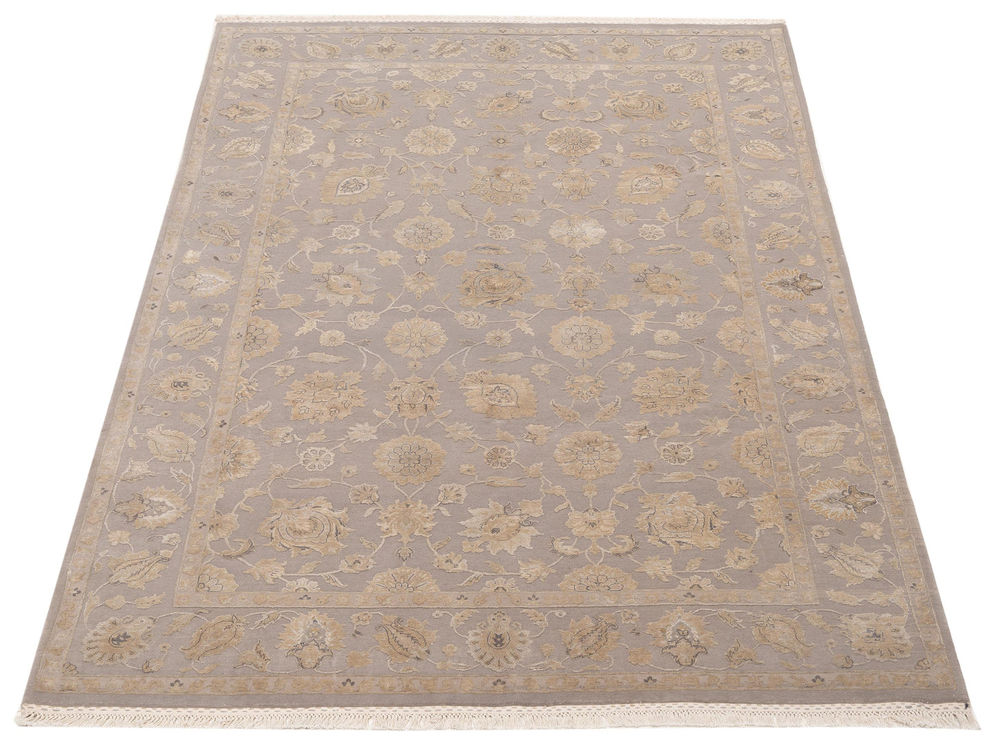 Rajpur Imperial Silk 141439 Silver Silver Traditional Hand Knotted Rug