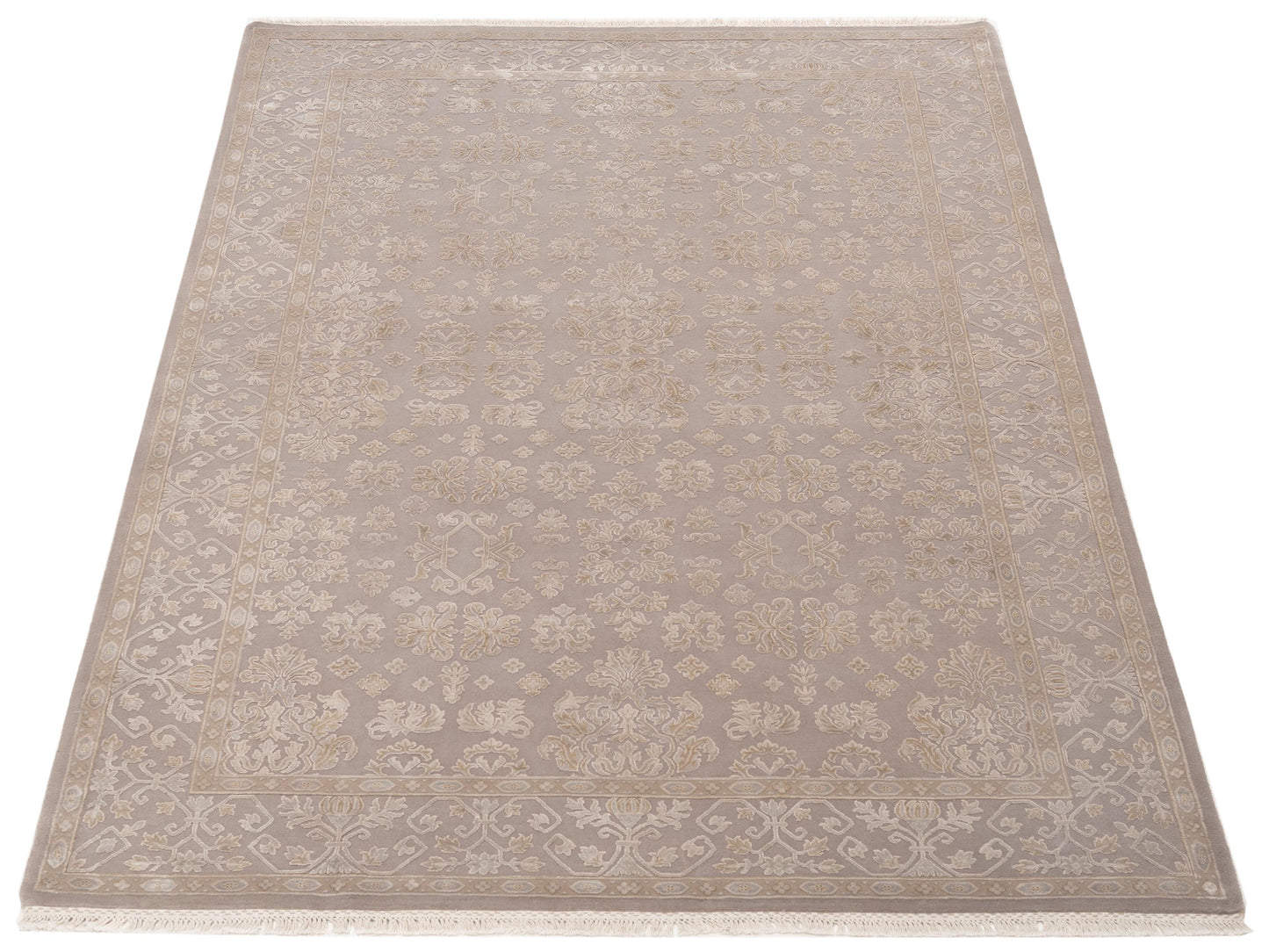 Rajpur Imperial Silk 141440 Silver Silver Traditional Hand Knotted Rug