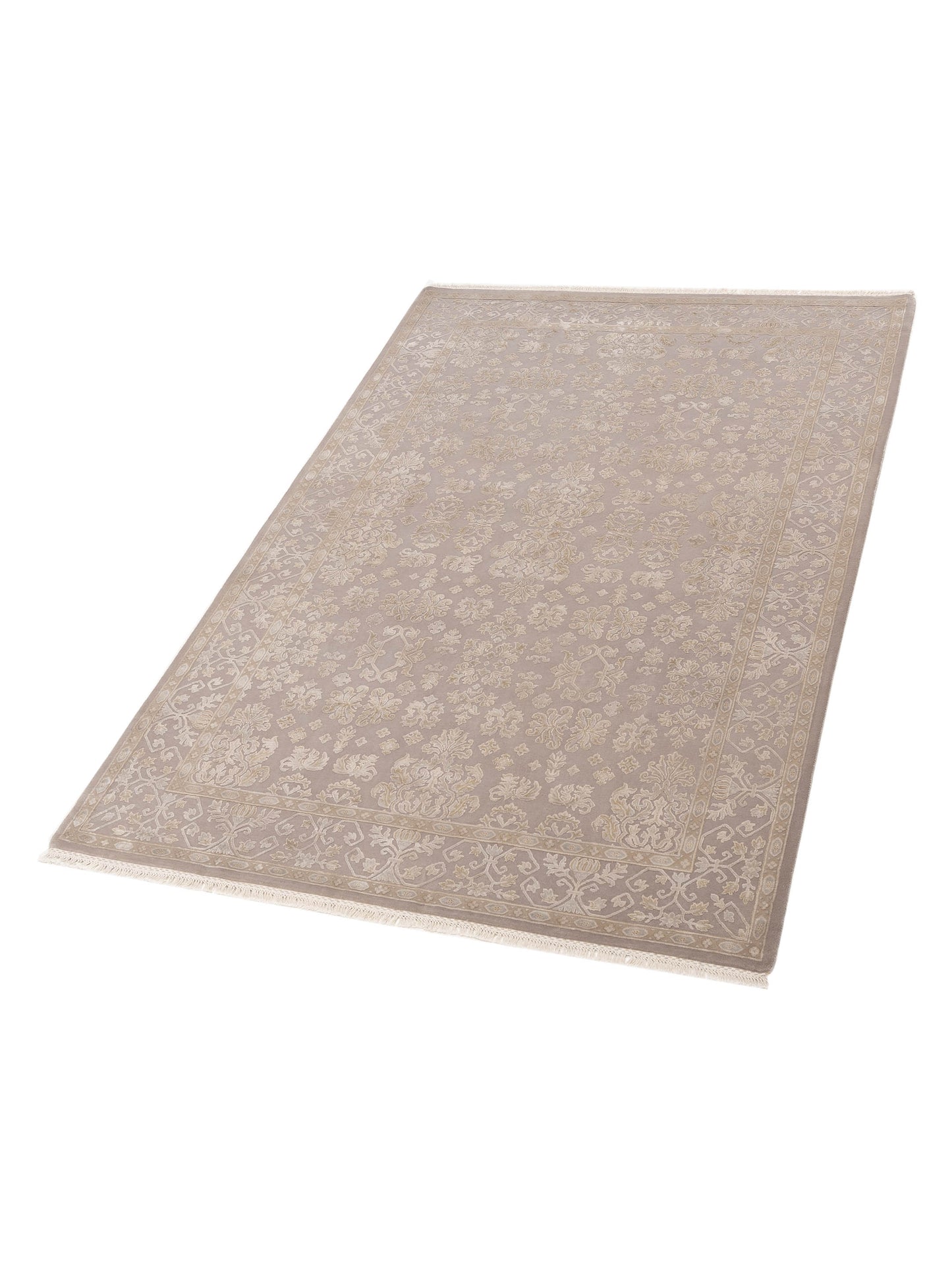 Rajpur Imperial Silk 141440 Silver Silver Traditional Hand Knotted Rug