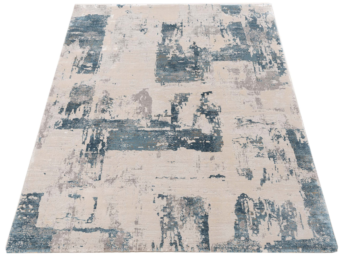 Bergamo Palermo 144384 Beige Blue Contemporary Machine Made Rug