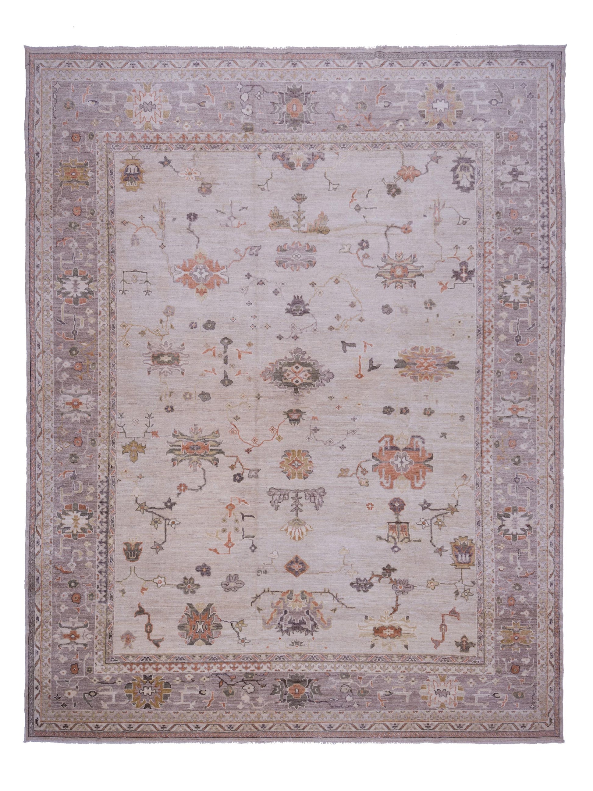 Authentic Angora Oushak Handan Ivory Traditional Hand Knotted Rug