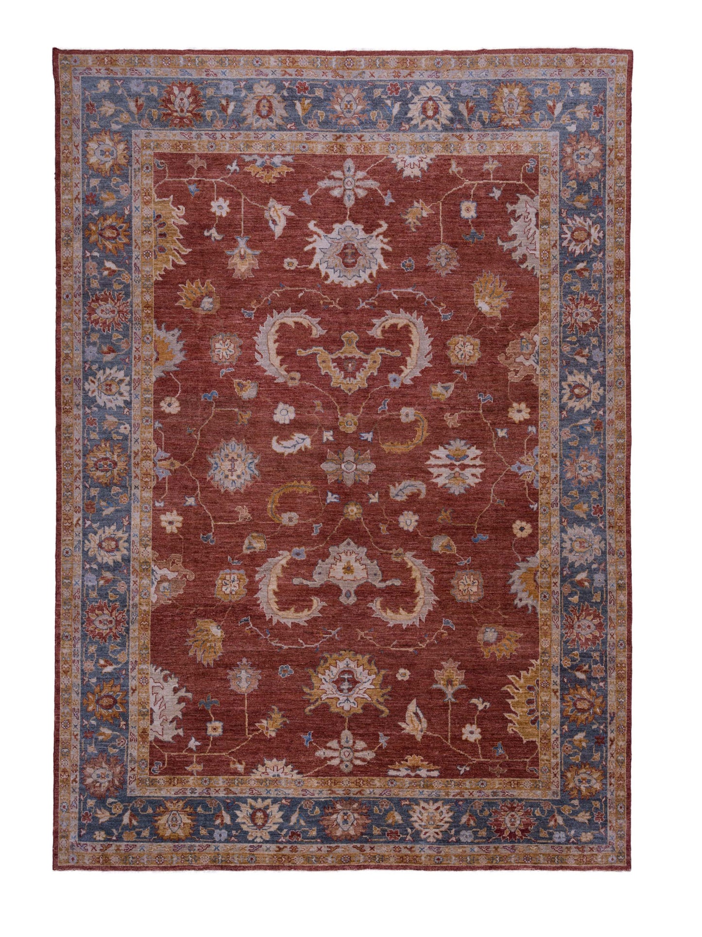 Authentic Angora Oushak Leyla Red Traditional Hand Knotted Rug