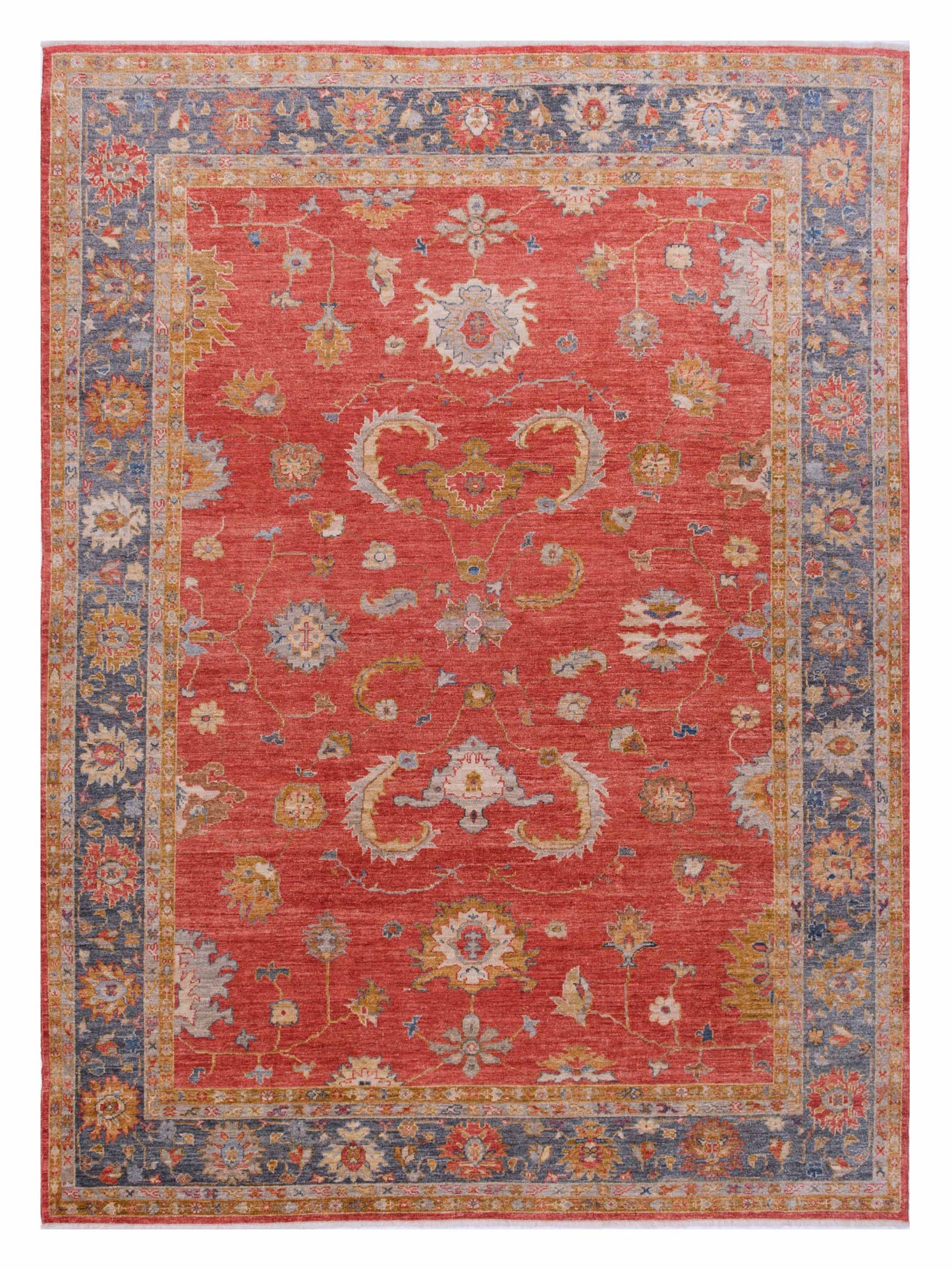 Authentic Angora Oushak Leyla Red Traditional Hand Knotted Rug