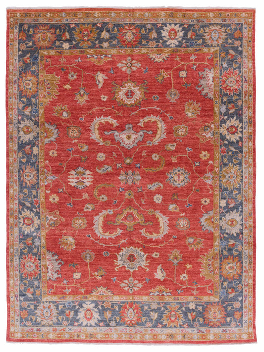 Authentic Angora Oushak Leyla Red Traditional Hand Knotted Rug