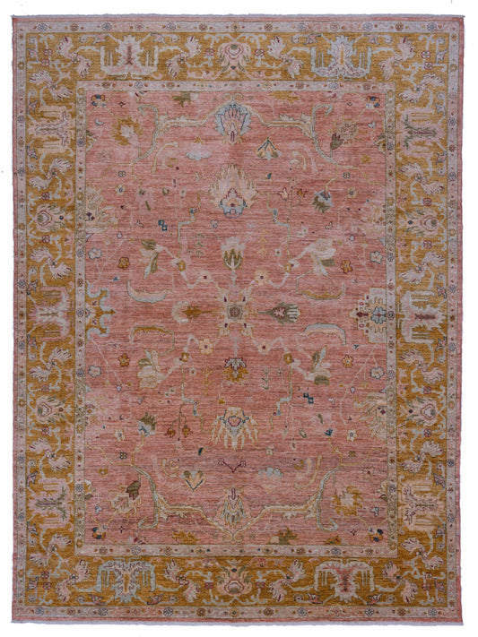 Authentic Angora Oushak Tuba Pink Traditional Hand Knotted Rug