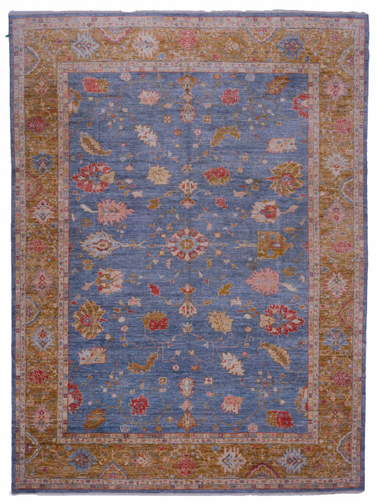 Authentic Angora Oushak Seyyal Blue Traditional Hand Knotted Rug