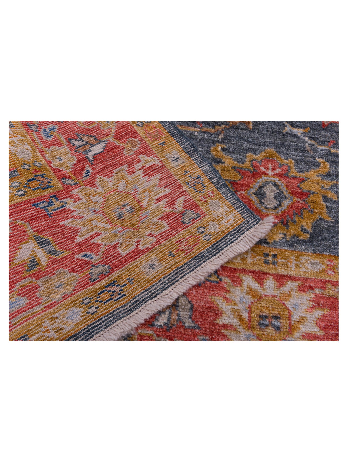 Authentic Angora Oushak Leyla Teal Blue Red Traditional Hand Knotted Rug