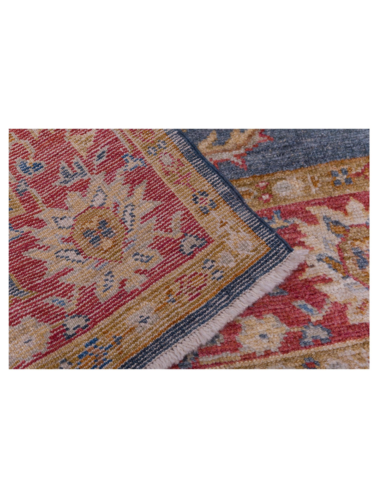 Authentic Angora Oushak Leyla Teal Blue Red Traditional Hand Knotted Rug