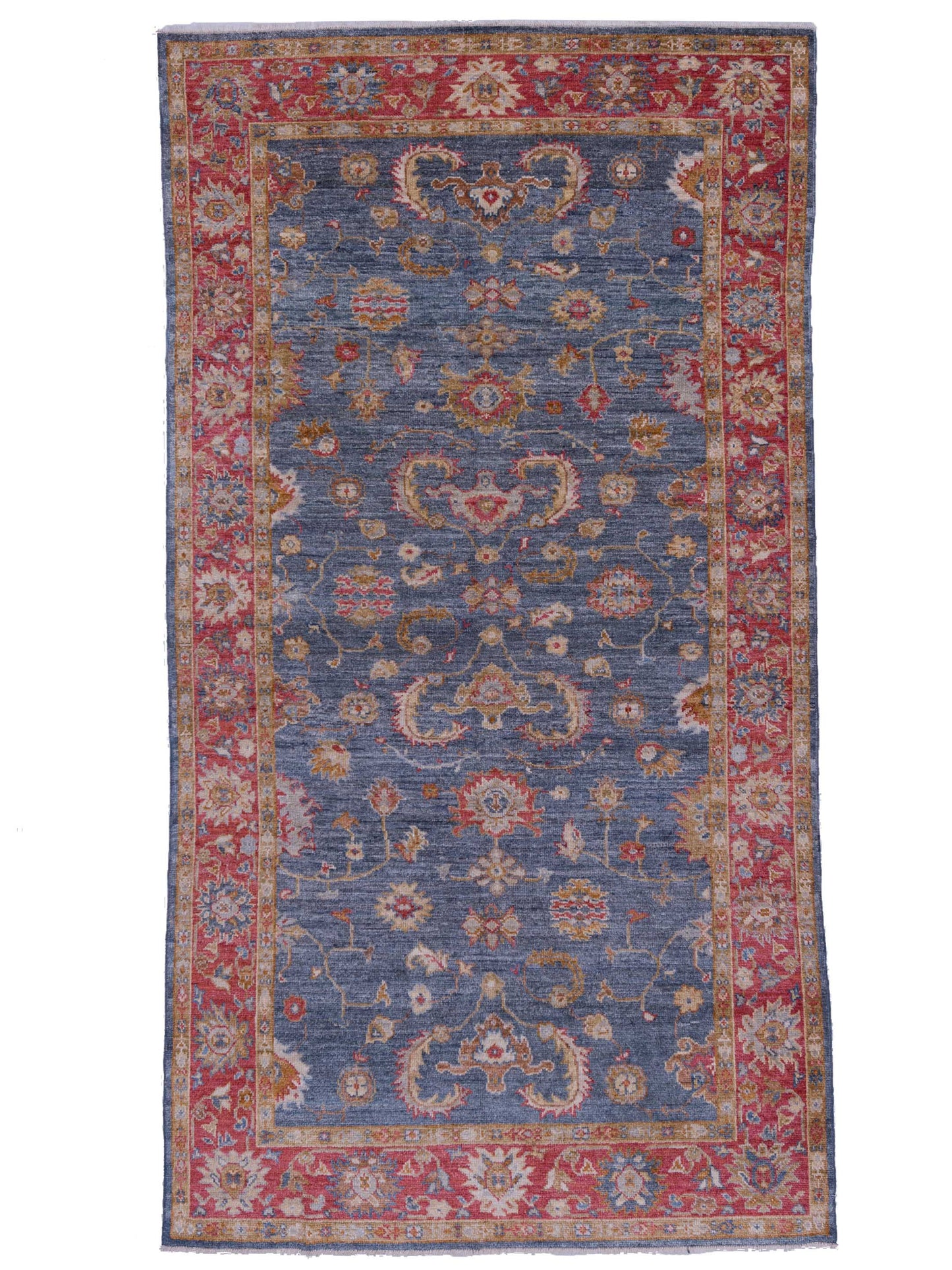 Authentic Angora Oushak Leyla Teal Blue Traditional Hand Knotted Rug