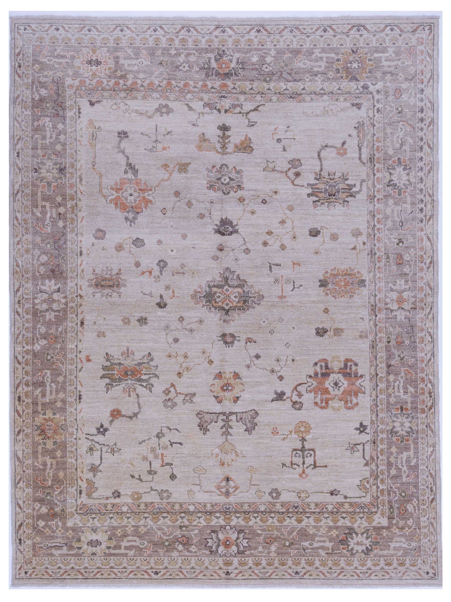 Authentic Angora Oushak Handan Ivory Traditional Hand Knotted Rug