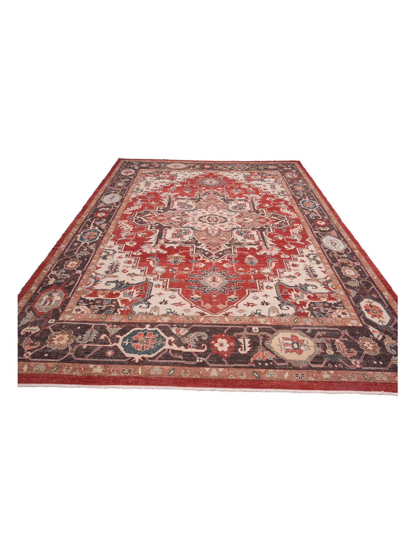 Rajpur Serapi 144658 Red Dark Brown Traditional Hand Knotted Rug