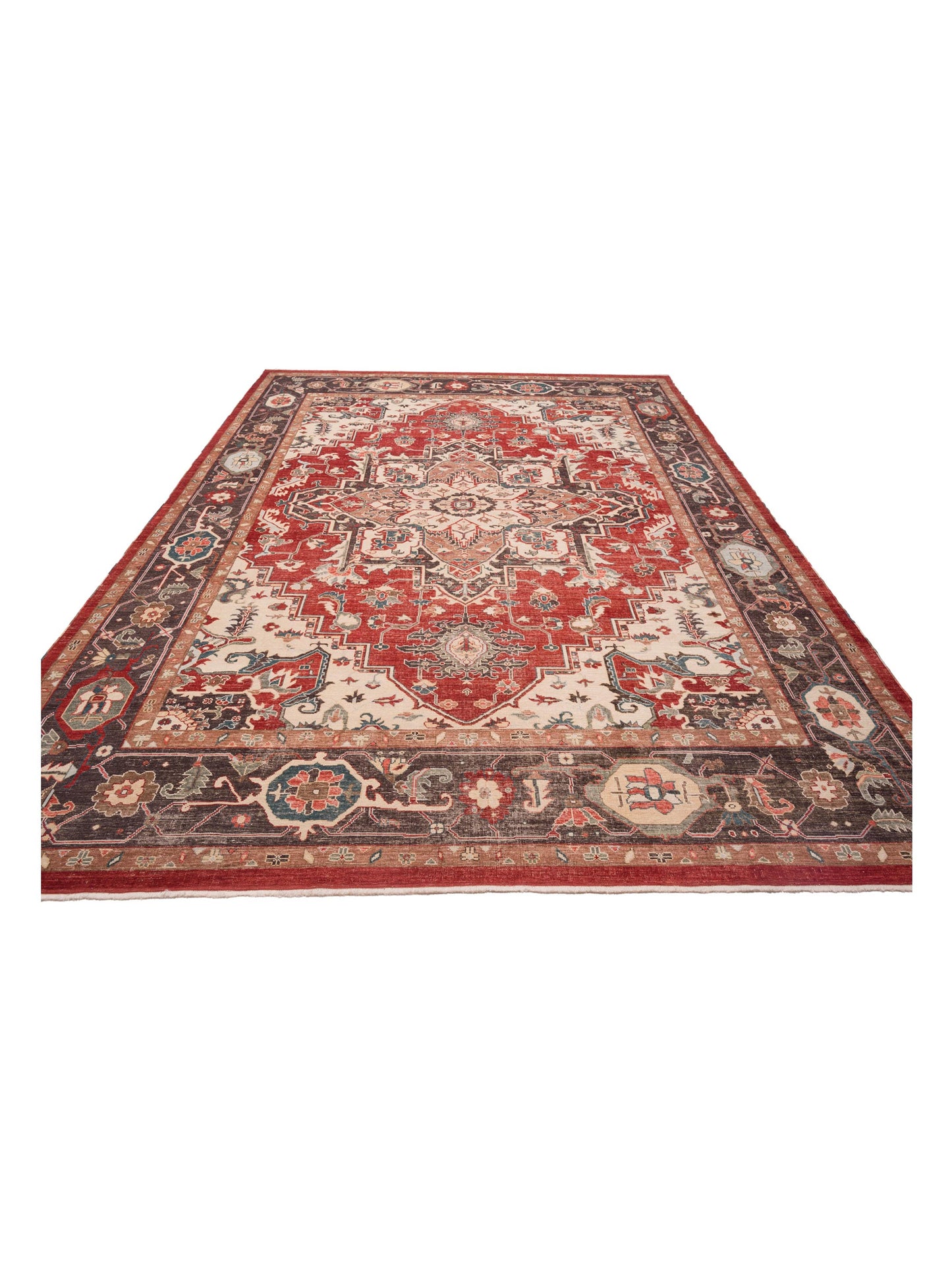 Rajpur Serapi 144658 Red Dark Brown Traditional Hand Knotted Rug