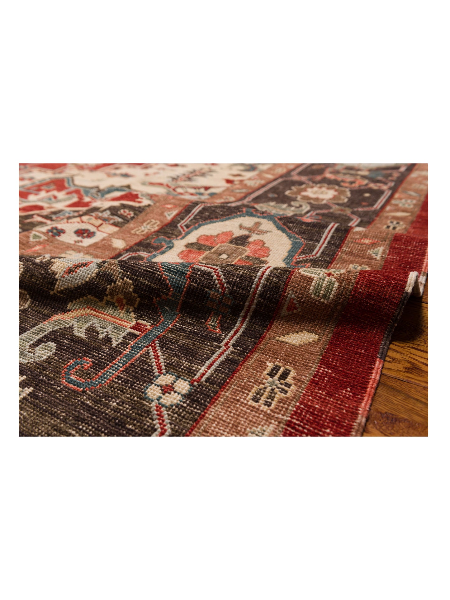 Rajpur Serapi 144658 Red Dark Brown Traditional Hand Knotted Rug