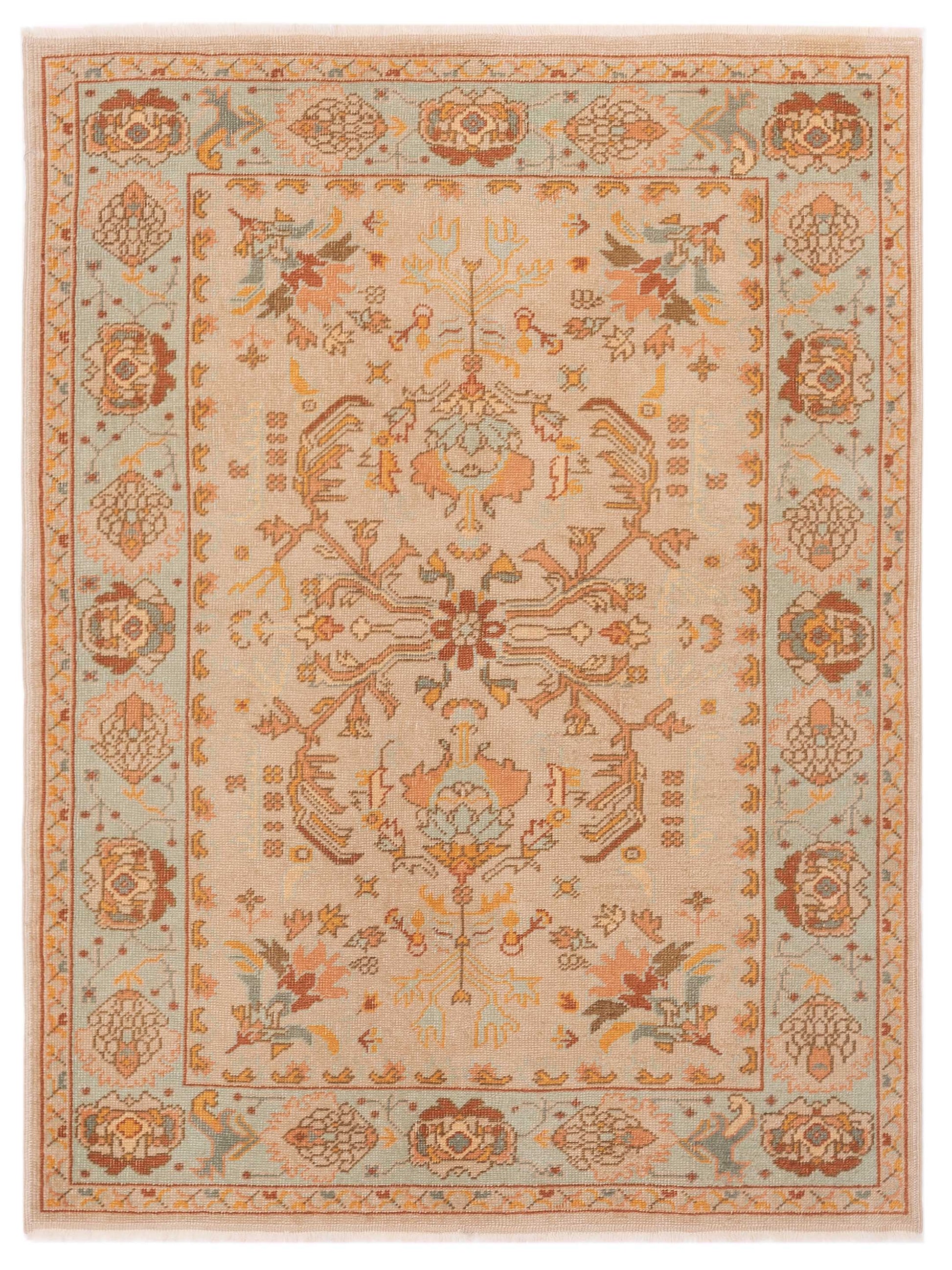 Pasha Authentic Oushak Yayla Cream Traditional Hand Knotted Rug