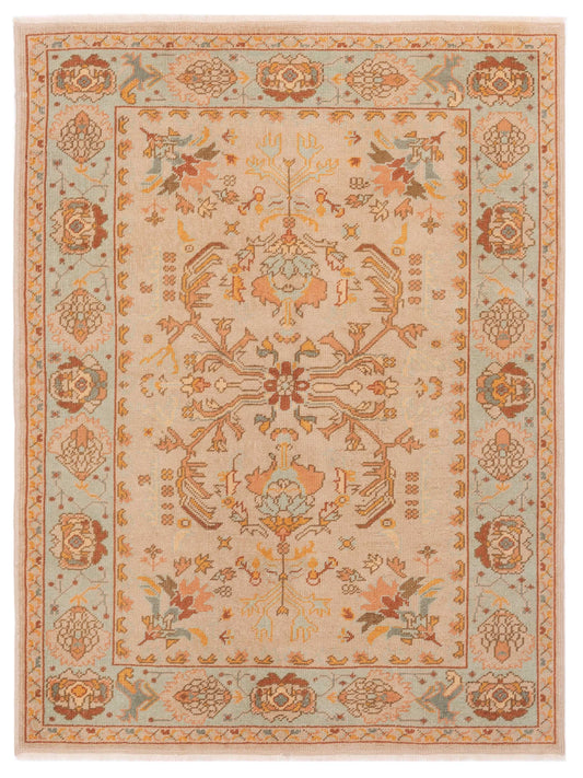 Pasha Authentic Oushak Yayla Cream Traditional Hand Knotted Rug