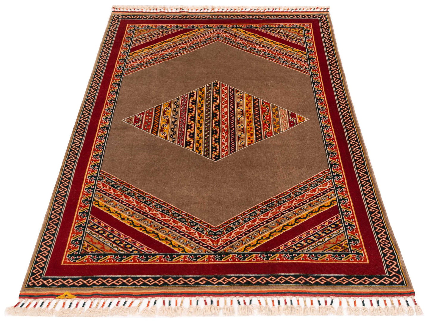 Rajpur Shawl 145131 Brown Red Tribal Hand Knotted Rug