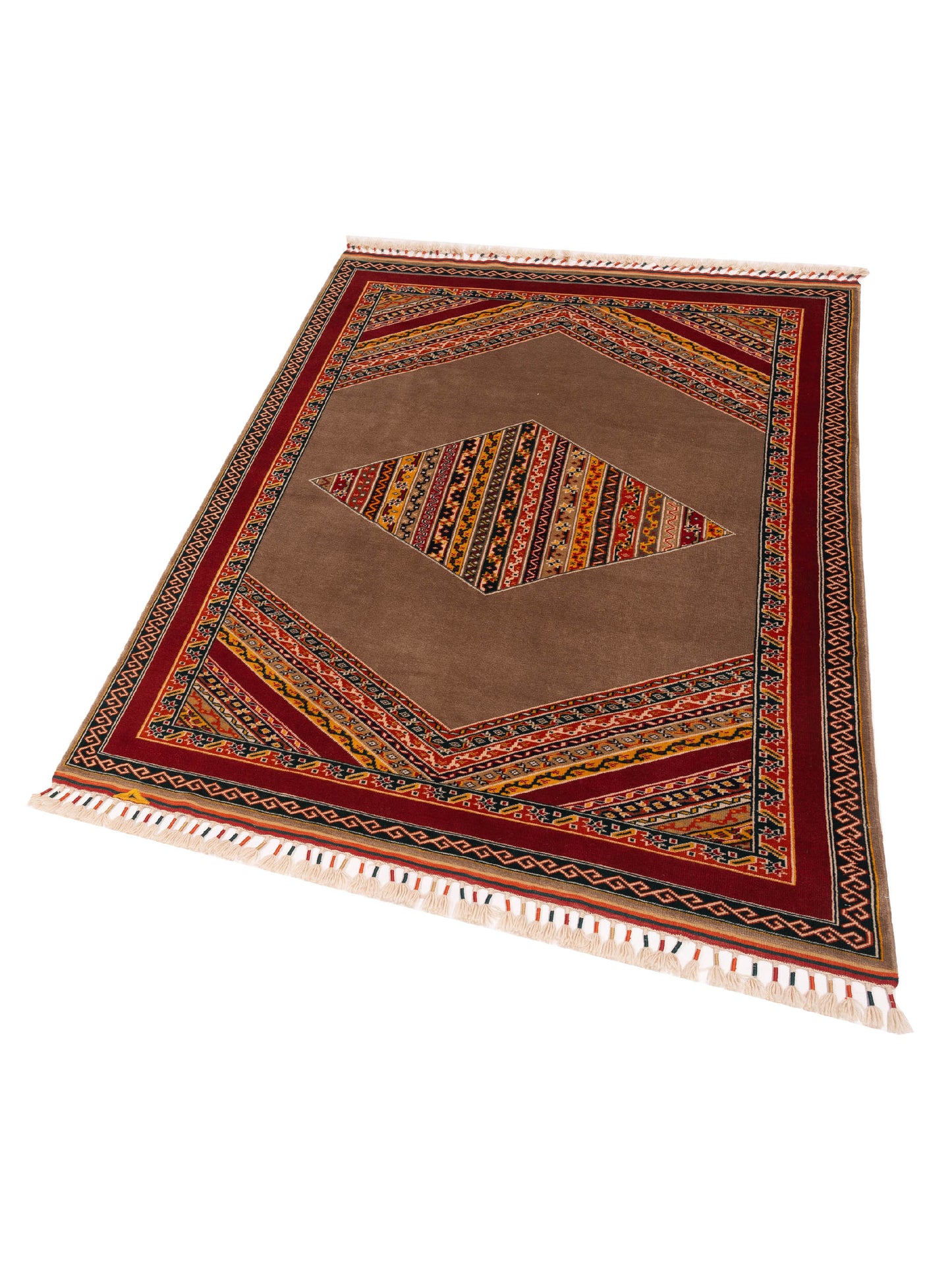 Rajpur Shawl 145131 Brown Red Tribal Hand Knotted Rug