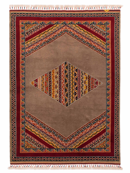 Rajpur Shawl 145131 Brown Tribal Hand Knotted Rug