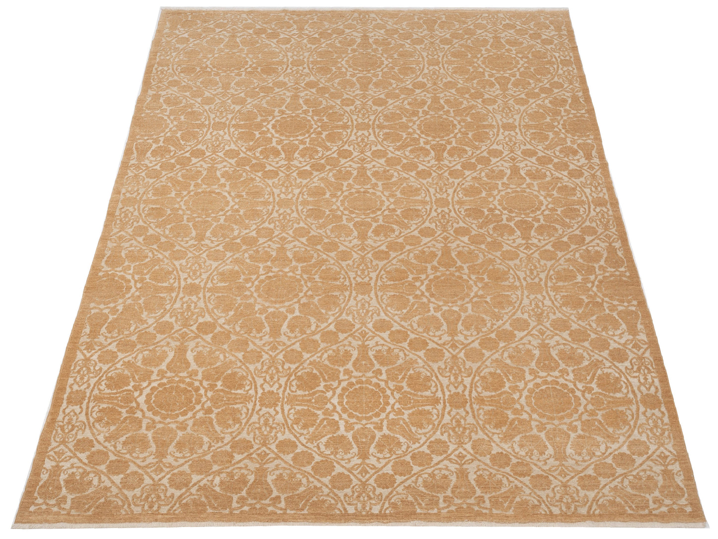 Pasha Defne Lotus Ivory Gold Transitional Hand Knotted Rug