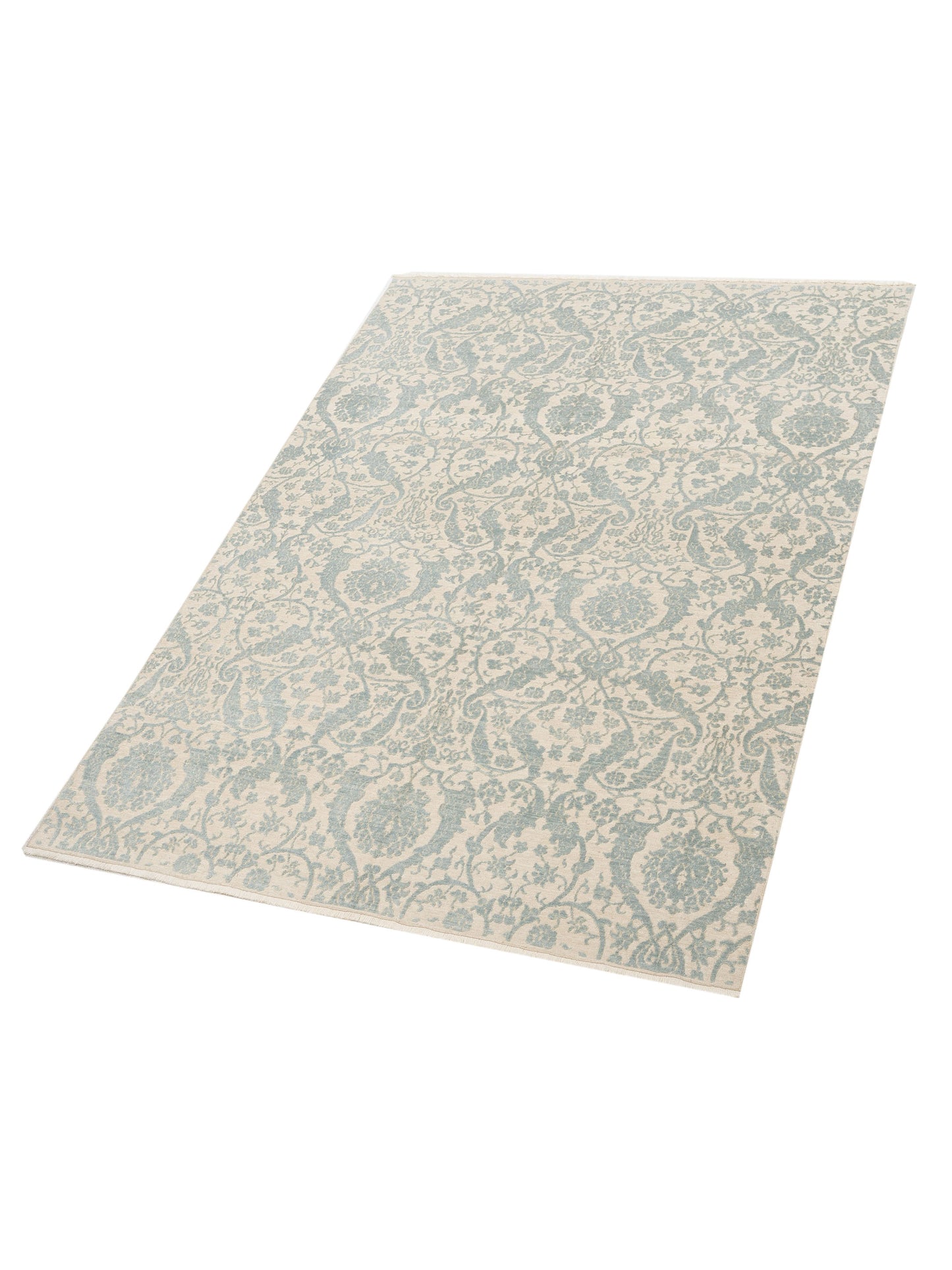 Pasha Defne Orchid Beige Ice Blue Transitional Hand Knotted Rug