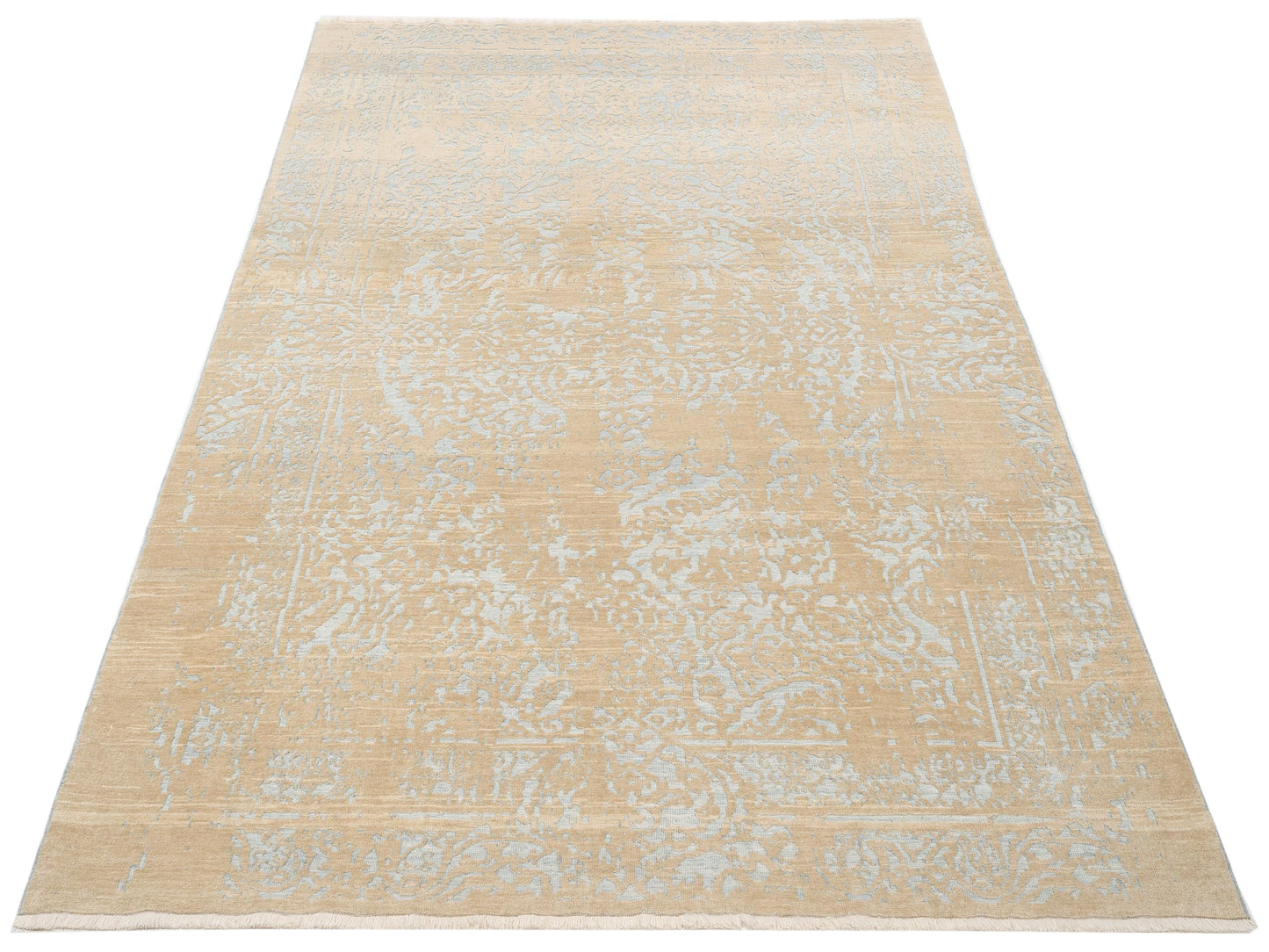 Pasha Defne Emet Ice Blue Ivory Transitional Hand Knotted Rug