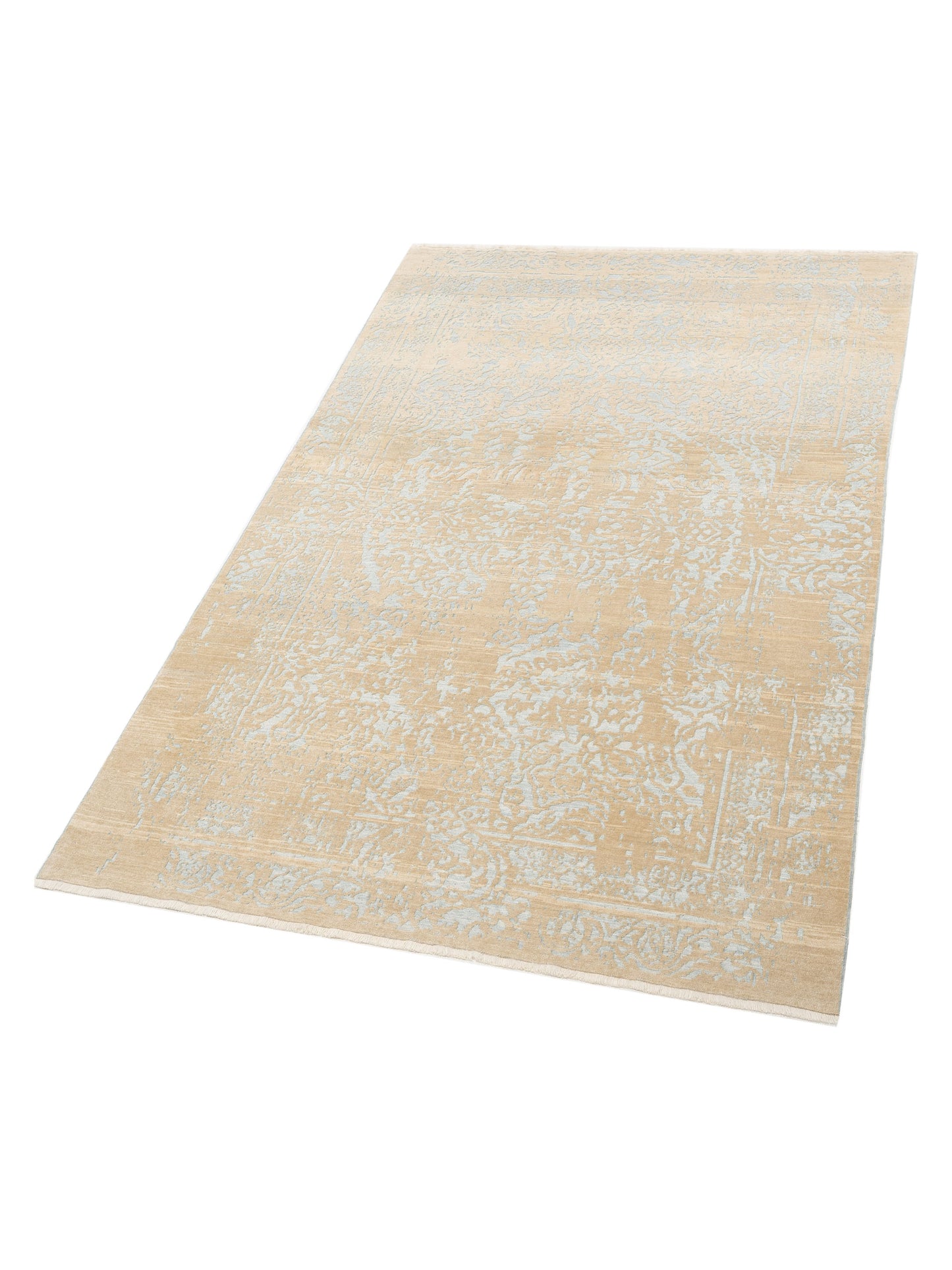 Pasha Defne Emet Ice Blue Ivory Transitional Hand Knotted Rug