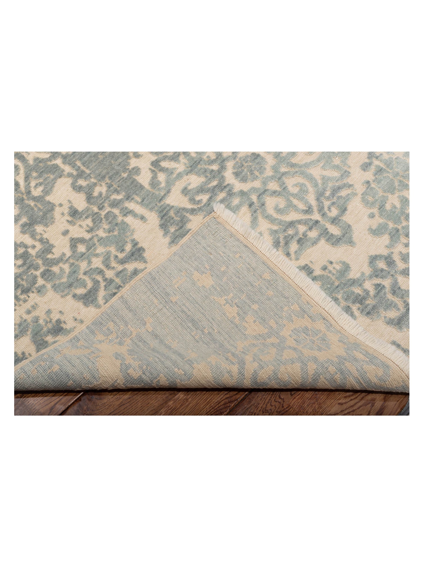 Pasha Defne Beony Ivory Ice Blue Transitional Hand Knotted Rug