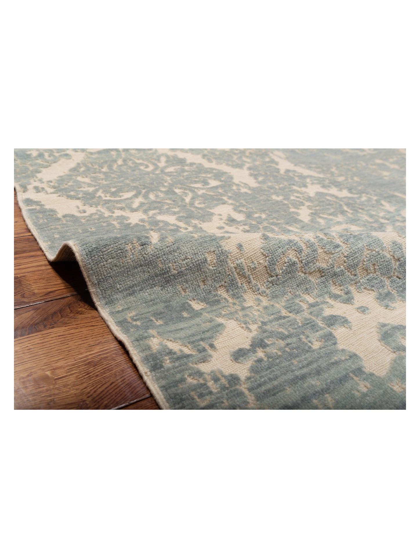 Pasha Defne Beony Ivory Ice Blue Transitional Hand Knotted Rug