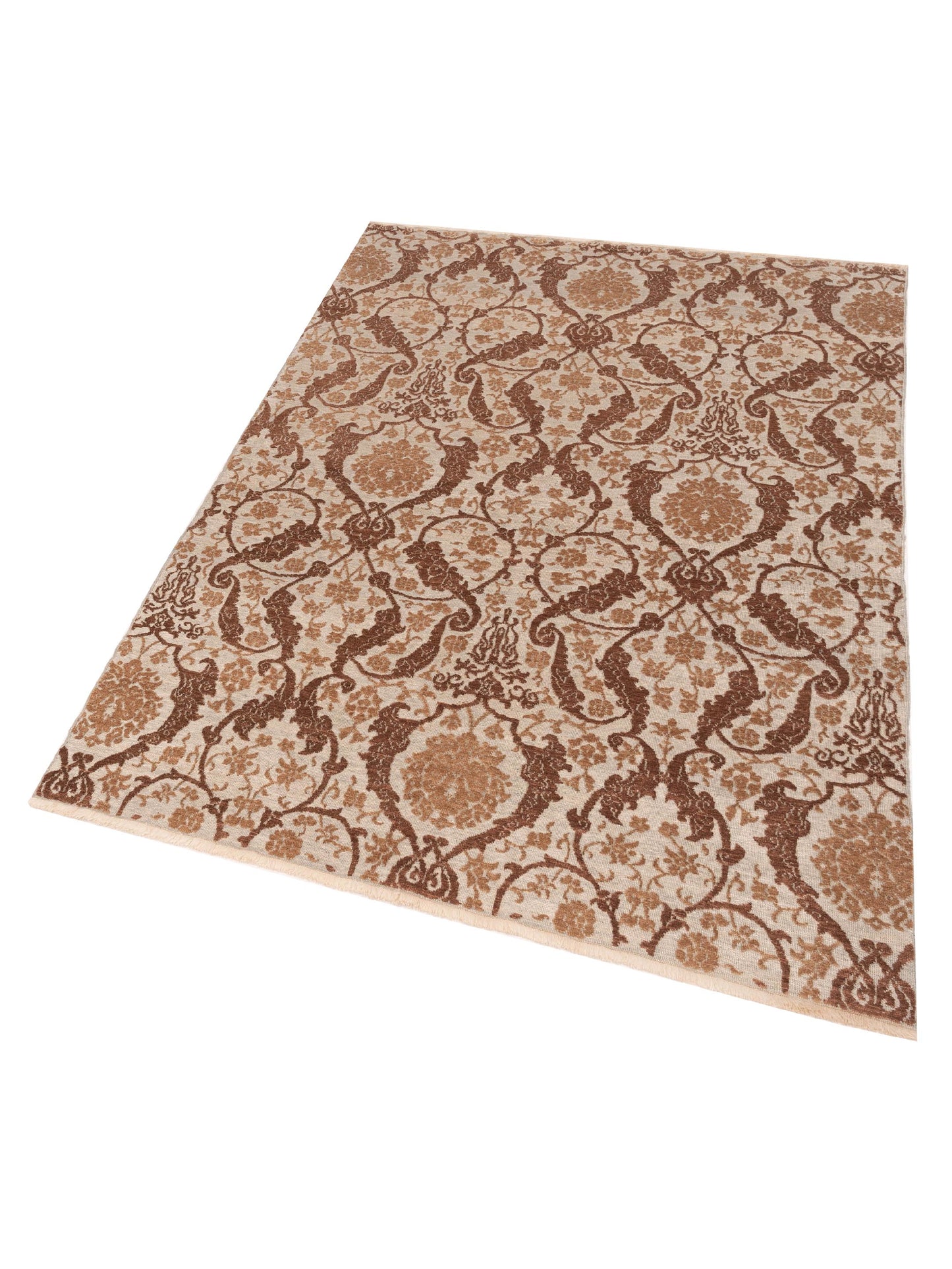 Pasha Defne Orchid Beige Dark Brown Transitional Hand Knotted Rug